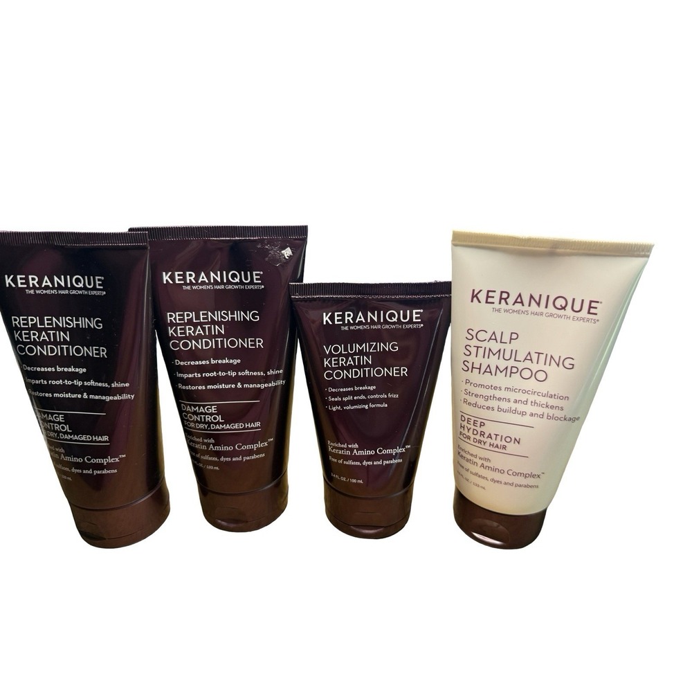 Lot Of 4  Keranique Keratin Conditioner (1) Volumizing (2) Replenishing 1 scalp